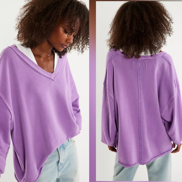 We The Free Tops - NWOT We The Free Venice V-Neck Sweatshirt In Lavender
